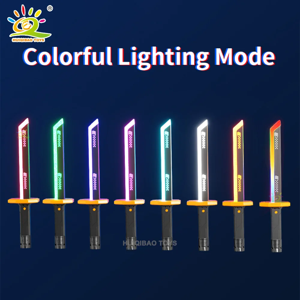 Épée multicolore brillante avec effets de fumée, du son et de la lumière-cadeau de jouet de combat de fête en plein air pour adultes et enfants