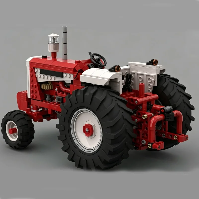 New 725Pcs Farm Moc Ih 1206 - Ls Tractor and Dump Tipper Trailer Model Diy Creative Ideas Toy Birthday Gift Technology Blocks
