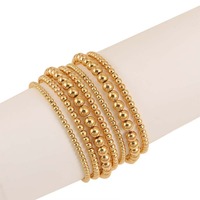 7 Pcs/Set Fashion Gold Color Beads Bracelets for Women Vintage Handmade Bracelets Set Jewelry Accessories