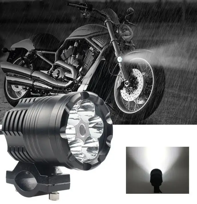 Motorcycles Headlight LED Axiliary Fog Light 6 LED 60W White Work Light High Beam Low Beam Flash Three Modes Fog Lights