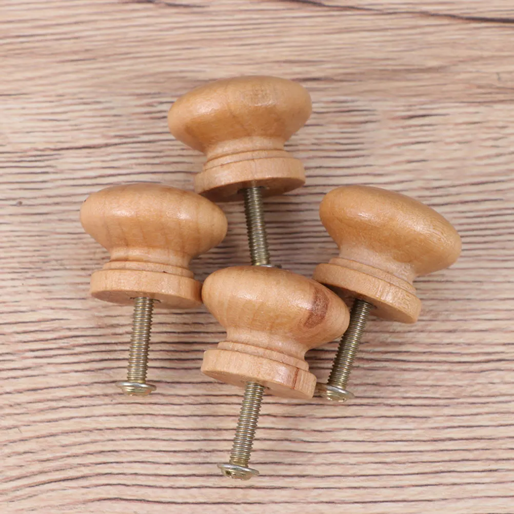 

15 Pcs Cabinet Knobs Mushroom Head Handle Country Decor Wooden Door Supplies Dressing Table Bamboo