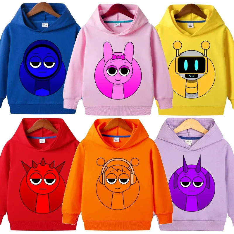 Sprunki Hoodies for Children New Incredibox Anime Action Figures Sweatshirt Kids Spring Autumn Pullover Children Clothes Gift