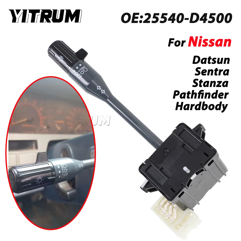 YITRUM - Interruptor de Señal de Giro para Faro Delantero de Nissan Datsun D720 Sentra Pathfinder Stanza D21 Hardbody Pickup, 25540-D4500 25540D4500