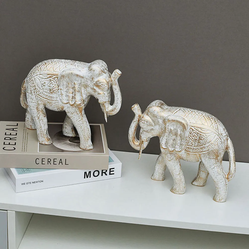

Wooden Elephant Decor Small Desktop naments Animal Adornment Home Office Retro Style Compact Tabletop Gardening Gift