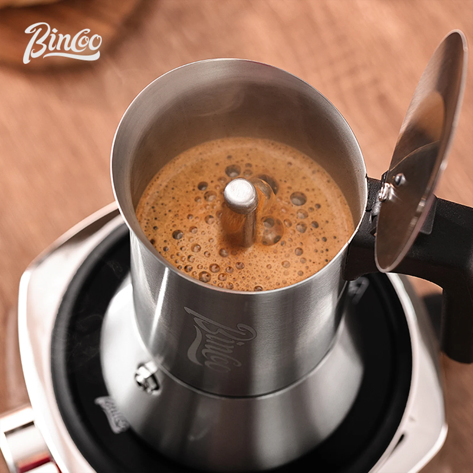 Bincoo Straight Stainless Steel Mocha Pot Concentrated Extraction Electric Ceramic Stove Heated Coffee Pot Household 220V 600W - Image 3
