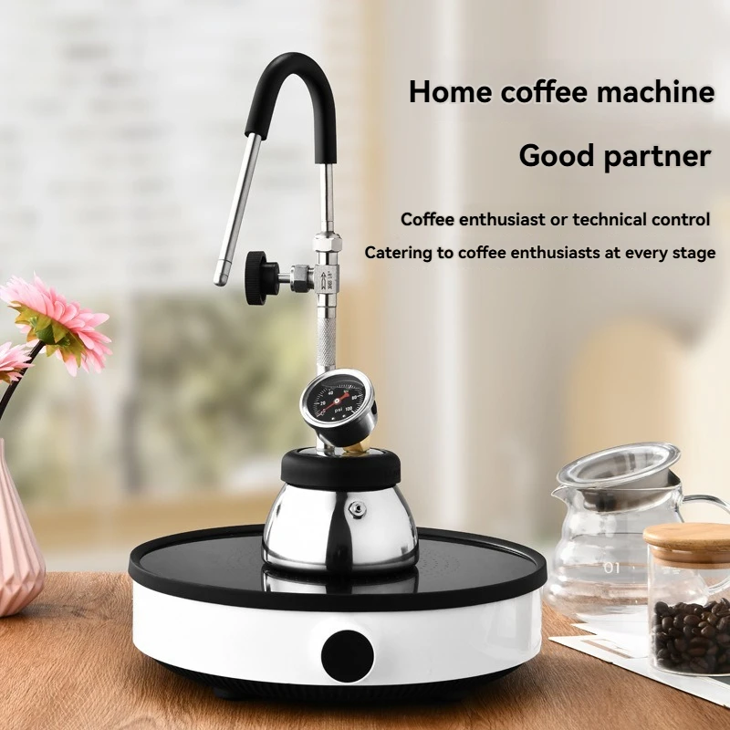 300ML Stainless Steel Steam Coffee Pot, Stronger Steam Milk Frother for Latte Steam Milk Foam Latte Maker