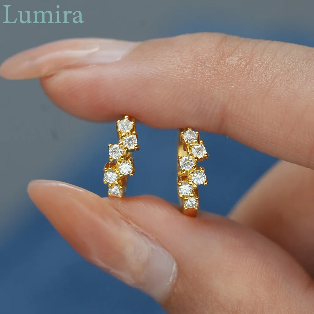 

Lumia Square Geometric Women's Platinum PT950 Earring Set with Moissanite 18K Gold ear Studs Luxury Jewelry for Women Gifts