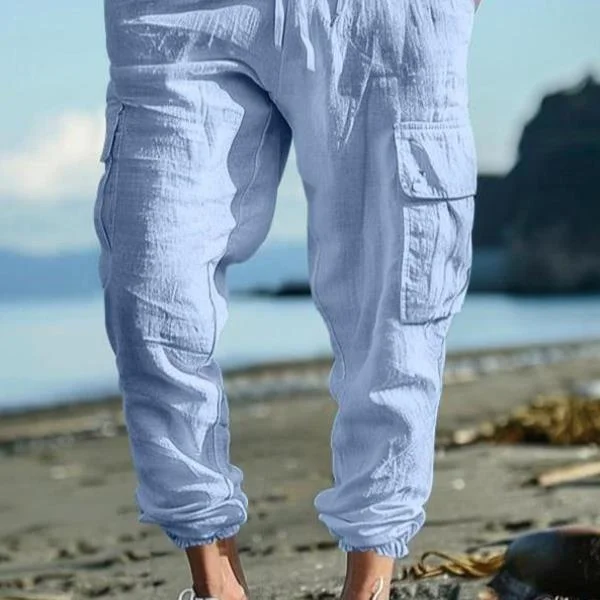 

Men's Casual Pants High Waist Straight Leg Pure Color Linen Trousers Comfortable Breathable Summer Autumn Winter Faion