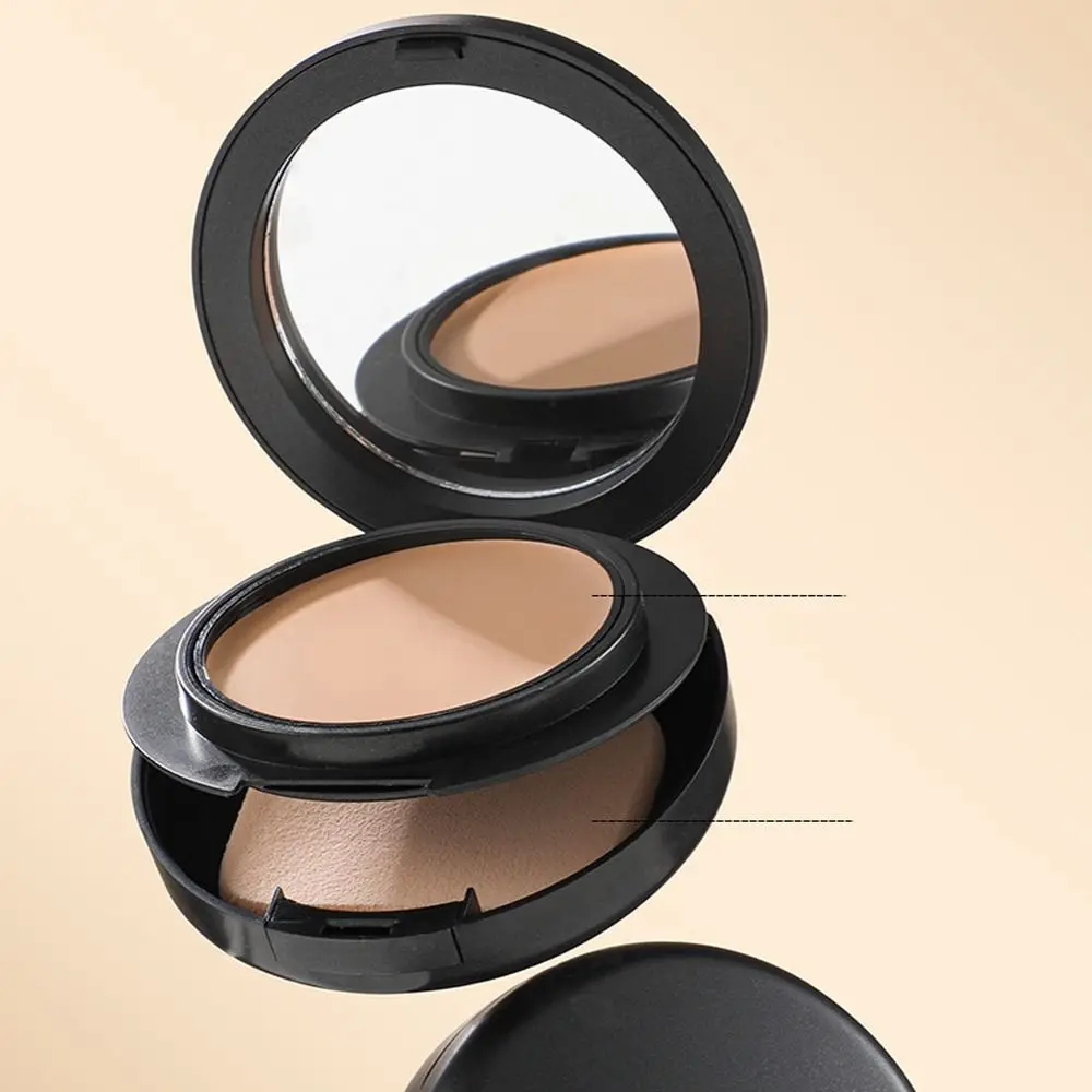 3가지 색상 프레스드 파우더 파운데이션 실키 텍스처 매트 마감 메이크업 베이스 오래 지속되는 방수 매트 컨실러