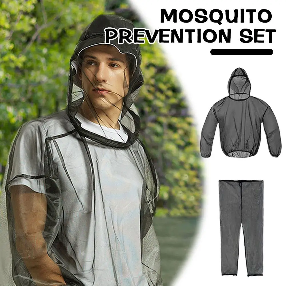 Traje de malla con capucha a prueba de mosquitos, conjunto de ropa para exteriores a prueba de insectos para pesca, Camping, senderismo, transpirable, antimordeduras de mosquitos
