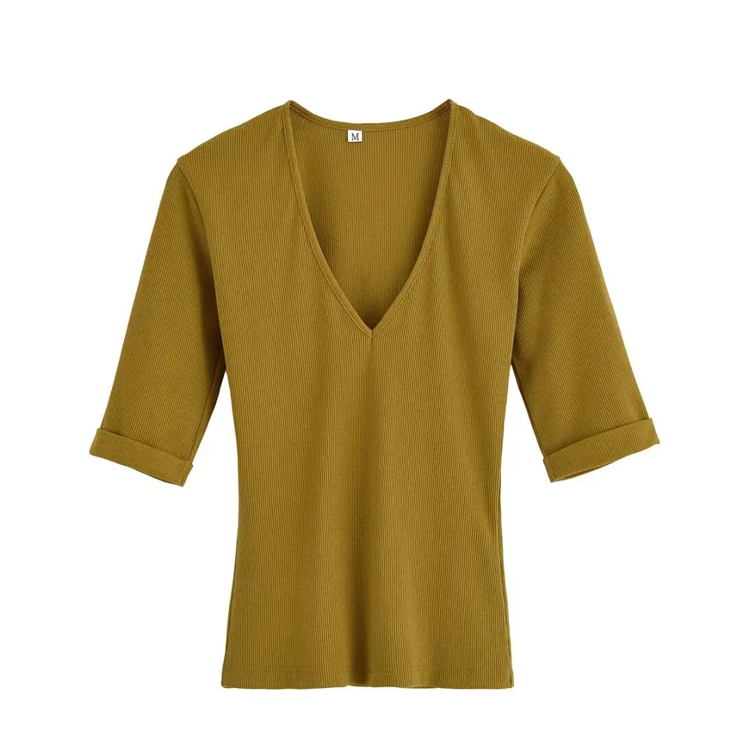 Y2K-camisetas informales finas para mujer, Top de manga corta, camiseta informal para uso diario, Tops cortos básicos lisos para mujer 2025