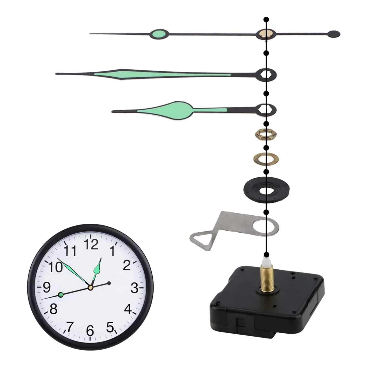 Clock Hands and Motor Kit Clock Mechanism Replacement with 7 Pairs of Quartz Clock Movement Repair Parts Kit