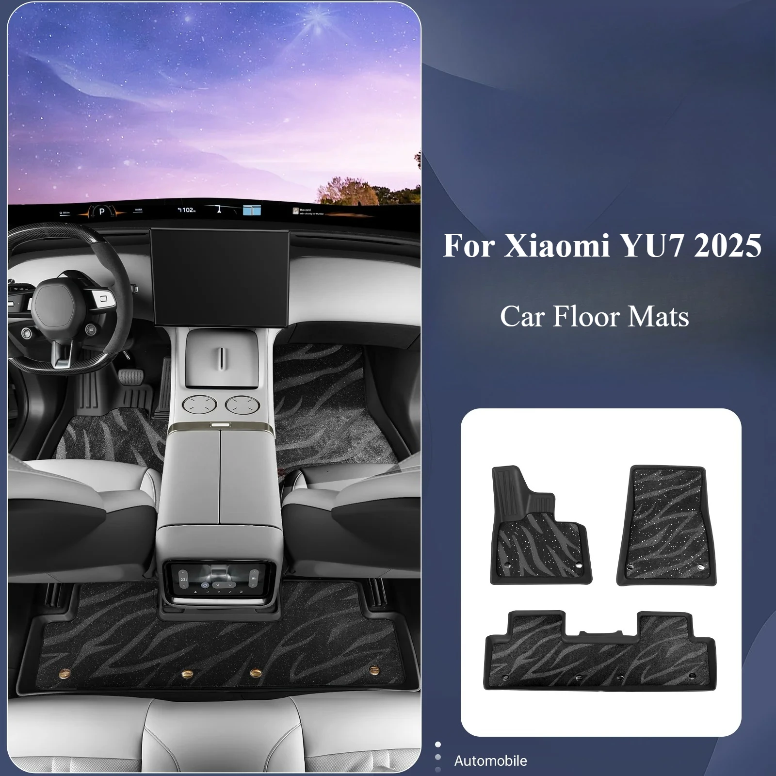 

For Xiaomi YU7 2025 Car Floor Mats TPE + Blanket Waterproof Anti-scratch Double Layer Foot Pad Full Surrounded Floor Carpets