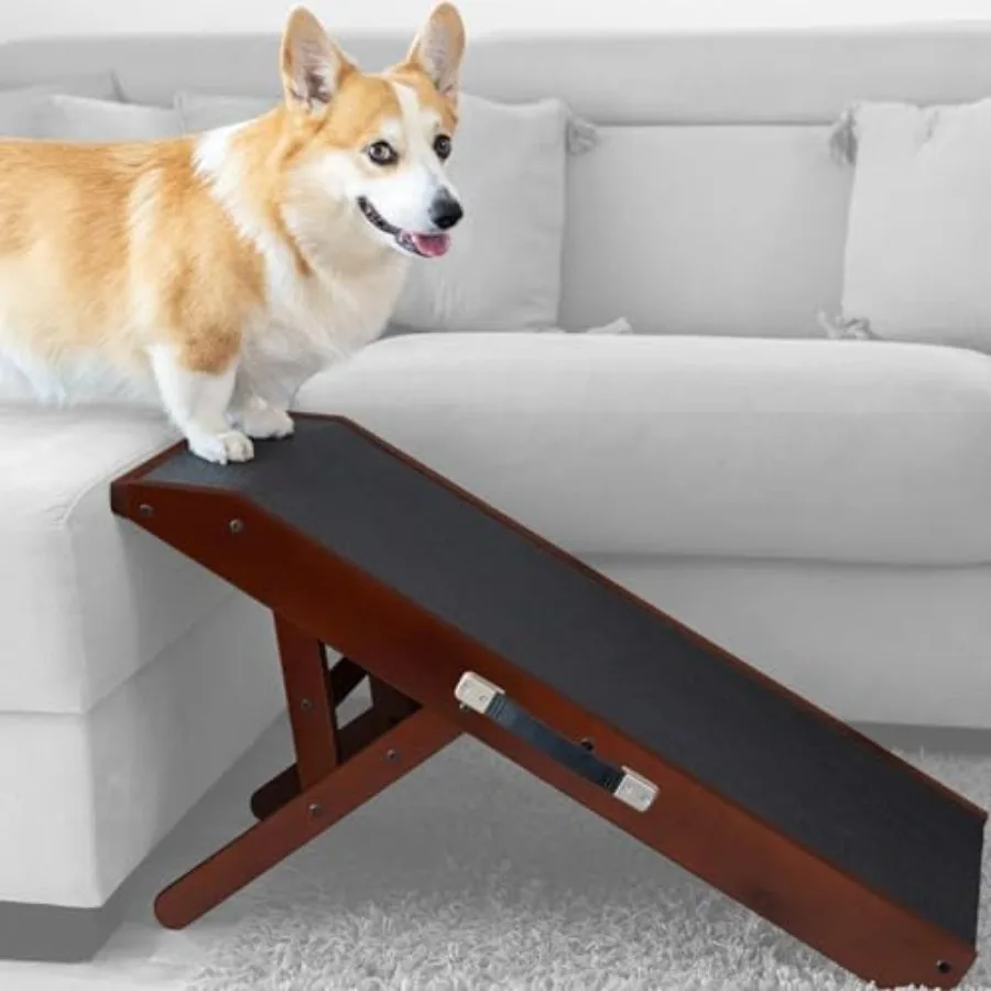 

Dog ramp for Couch Non-Slip Sturdy Build Foldable Dog ramp Supports up to 200lbs Adjustable 7'' to 20'' Landing Platform Seamle