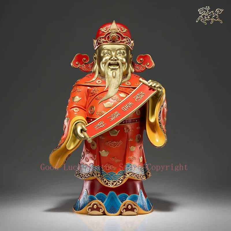 

large Asia home Store 5A TOP grade God of wealth CAI SHEN YE Buddha get rich Good luck Mascot bronze carving Sculpture statue