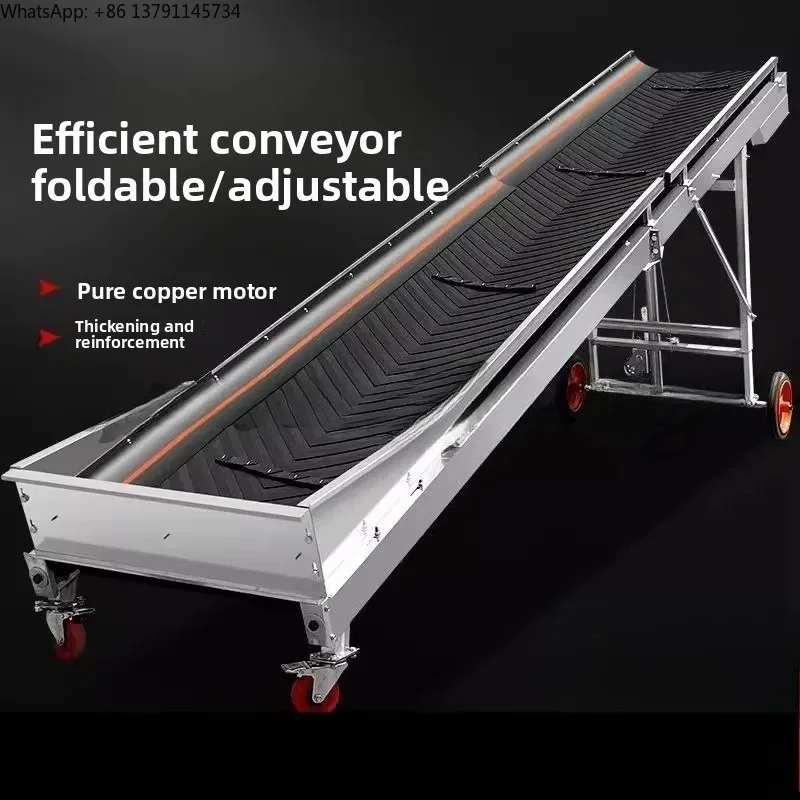 

Hopper Rib Conveyor Household Small Folding Conveyor Belt Loading and Unloading Line Mobile Climbing Conveyor Belt