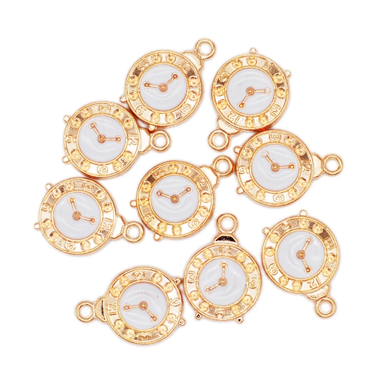 10/20/50pcs New Arrival Oil Drop Charms Cute Clock Enamel Charms Alloy Pendant Fit Necklaces Bracelets DIY Jewelry Accessories