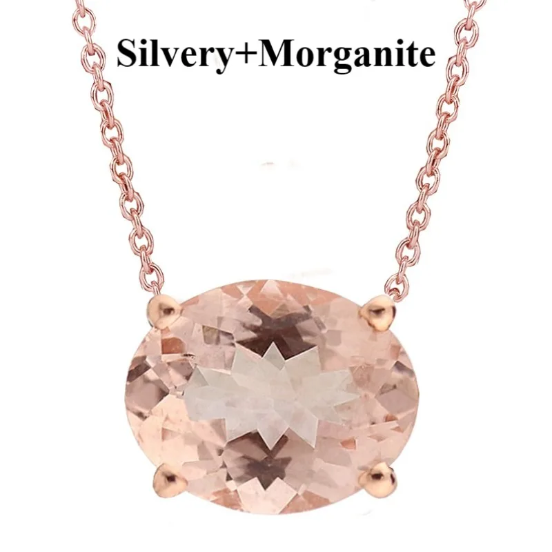 

925 Silvery 18K white golden plated artificial OVAL artificial Morganite egg shape Inlaid Morganite Luxury Fashion Suit