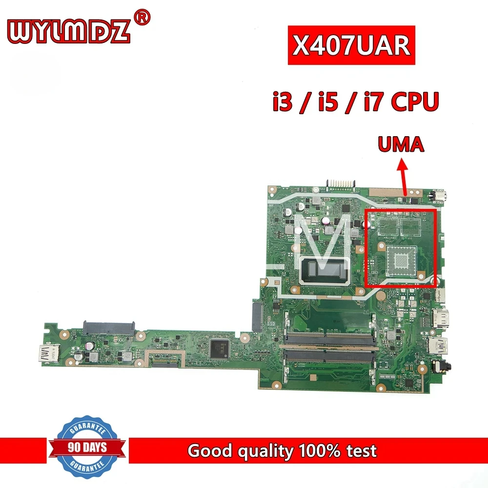 X407UAR With I3/ I5/I7-7th 8th Gen UMA / PM Mainboard For Asus X407UAR X407UB X407UA  A407 Laptop Motherboard