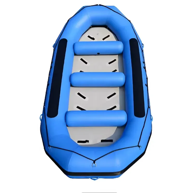 430cm Blue Inflatable Rafting Boat 9 Person River Rafting Craft with Air Cushion Floor for Water Sports Outdoor Adventure