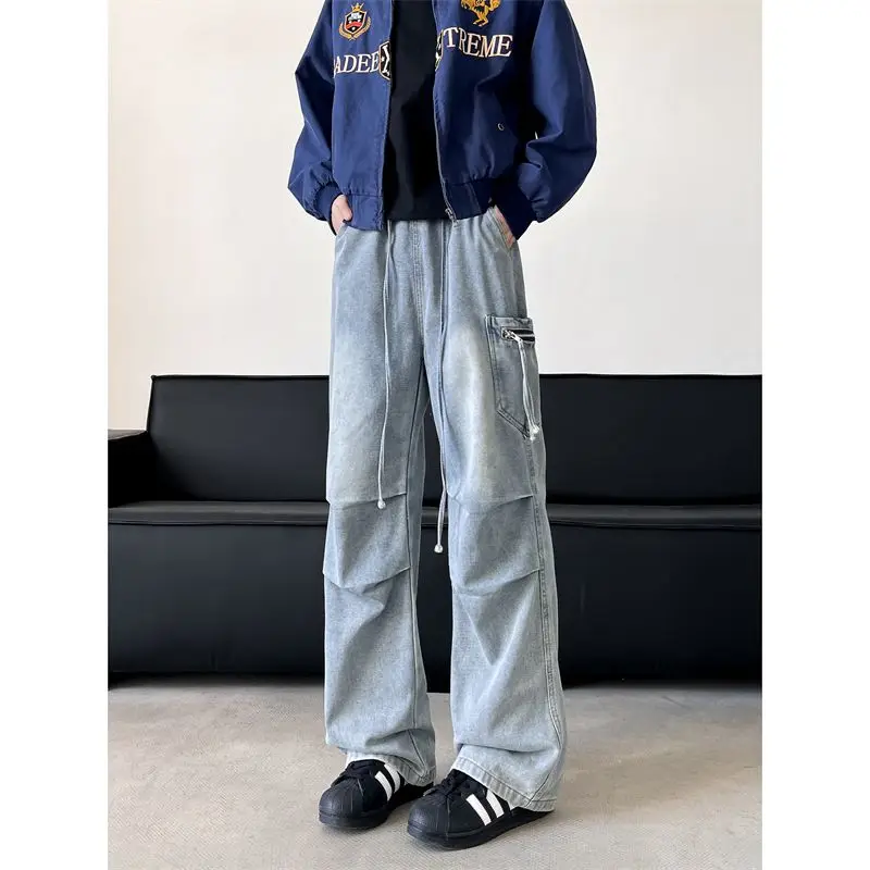 

Джинсы Waed Cargo мужские, повседневные, прямые, свободного кроя, рабочие, из денима, в американском ретро-стиле, весна-осень, молодежный тренд