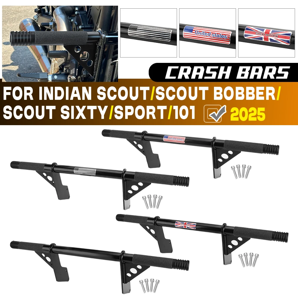 

Защита двигателя мотоцикла, черные защитные дуги с флагом для Indian Sport Scout RT Limited + Tech Super 101, классический шестидечный поплавок