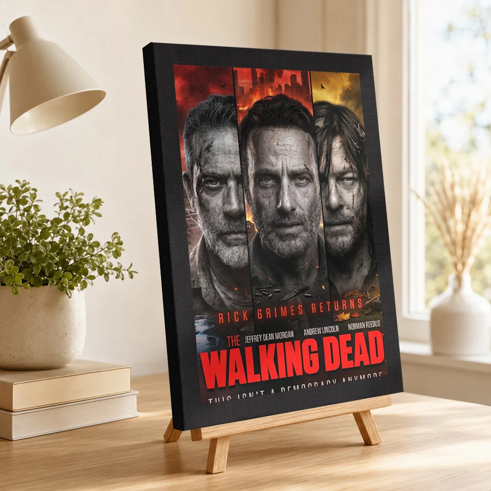 The Walking Dead Rick Grimes Returns Framed Canvas Poster Personalized Vintage Movie Wall Art for Man Cave Decor Ready to Hang - view 4
