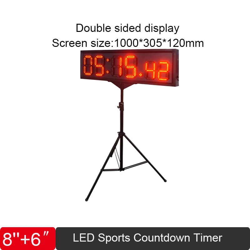 8''+6'' Red Led Sports Countdown Timer 7-segment Digital module 88:88.88 Double sided Display Iron box Hour Minute Second Timer