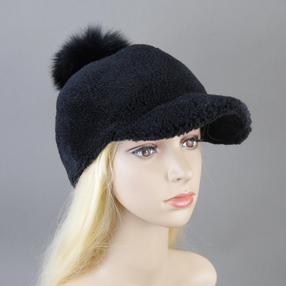 Winter Autumn Baseball Cap Women Containing 20%-30% Lamb Wool Hats Version Tide Warm Cap Plush Baseball Caps Cute Baseball Cap