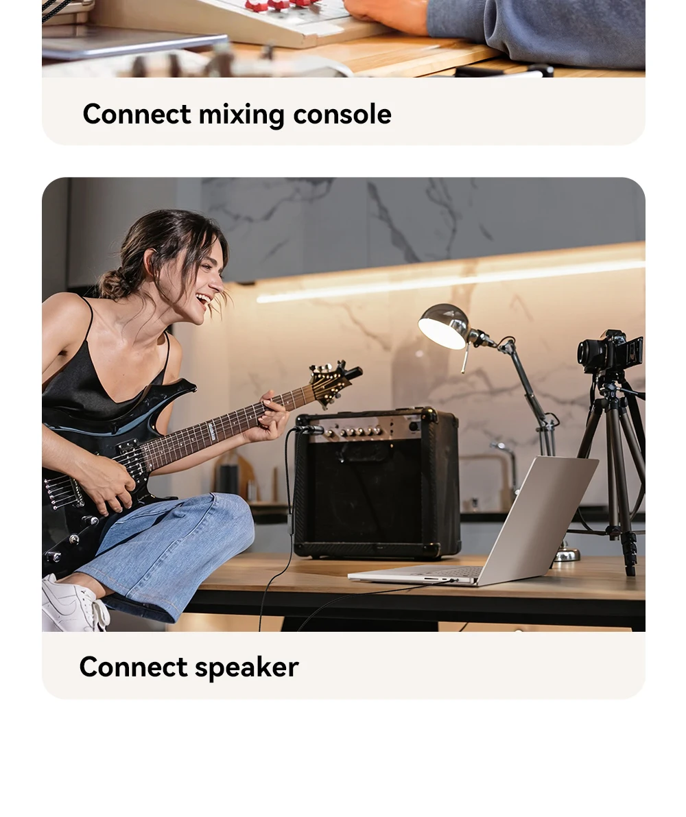 Essager 3,5mm auf Doppel-6,5mm Stereo-Klinkenkabel 3,5 auf 6,35 Audio-Kabel TRS-Kabel AUX-Splitterkabel für Gitarre, Mixer, Verstärker, DVD – Detail 5