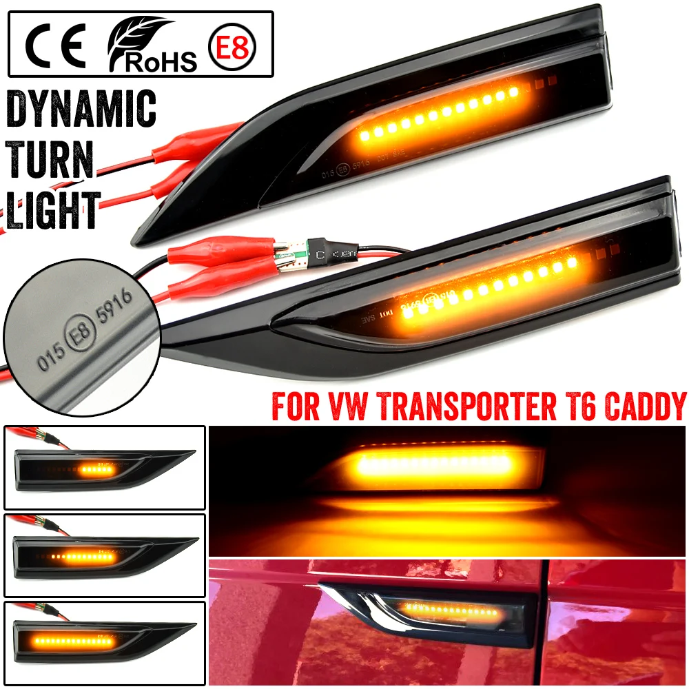 

2PCS Dynamic Blinker Indicator Side Marker Turn Signal Light for VW Transporter T5 T6 Multivan Caddy LED Sequential Lamp