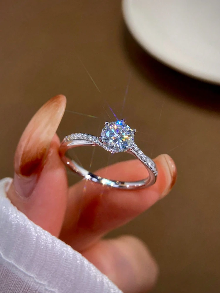 

KNB Elegant 1ct Twisted Arm Real Moissanite Diamond Wedding Rings for Women Classic 925 Sterling Silver Luxury Fine Jewelry