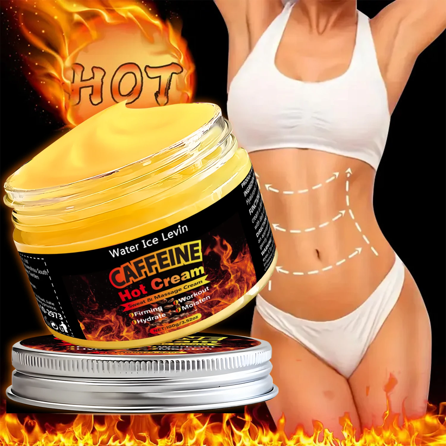 كريم تدليك الكافيين، كريم الجسم، غني بالكافيين ومستخلصات أخرى، لشد البشرة، ترطيب البشرة، سهل الامتصاص