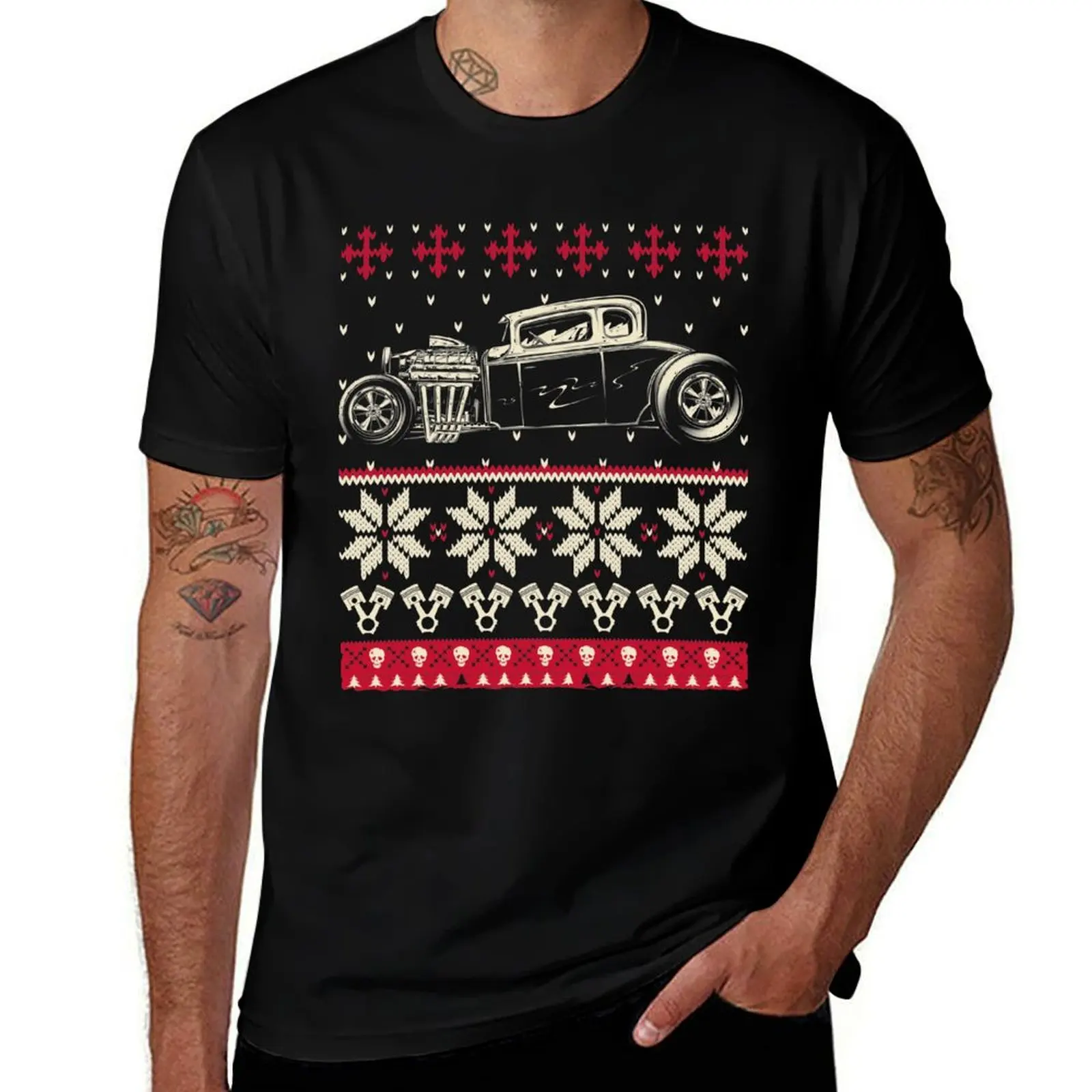 

Hot Rod Ugly Christmas Sweater shirt for the car guy Christmas party T-Shirt graphic t shirts for man T-Shirt