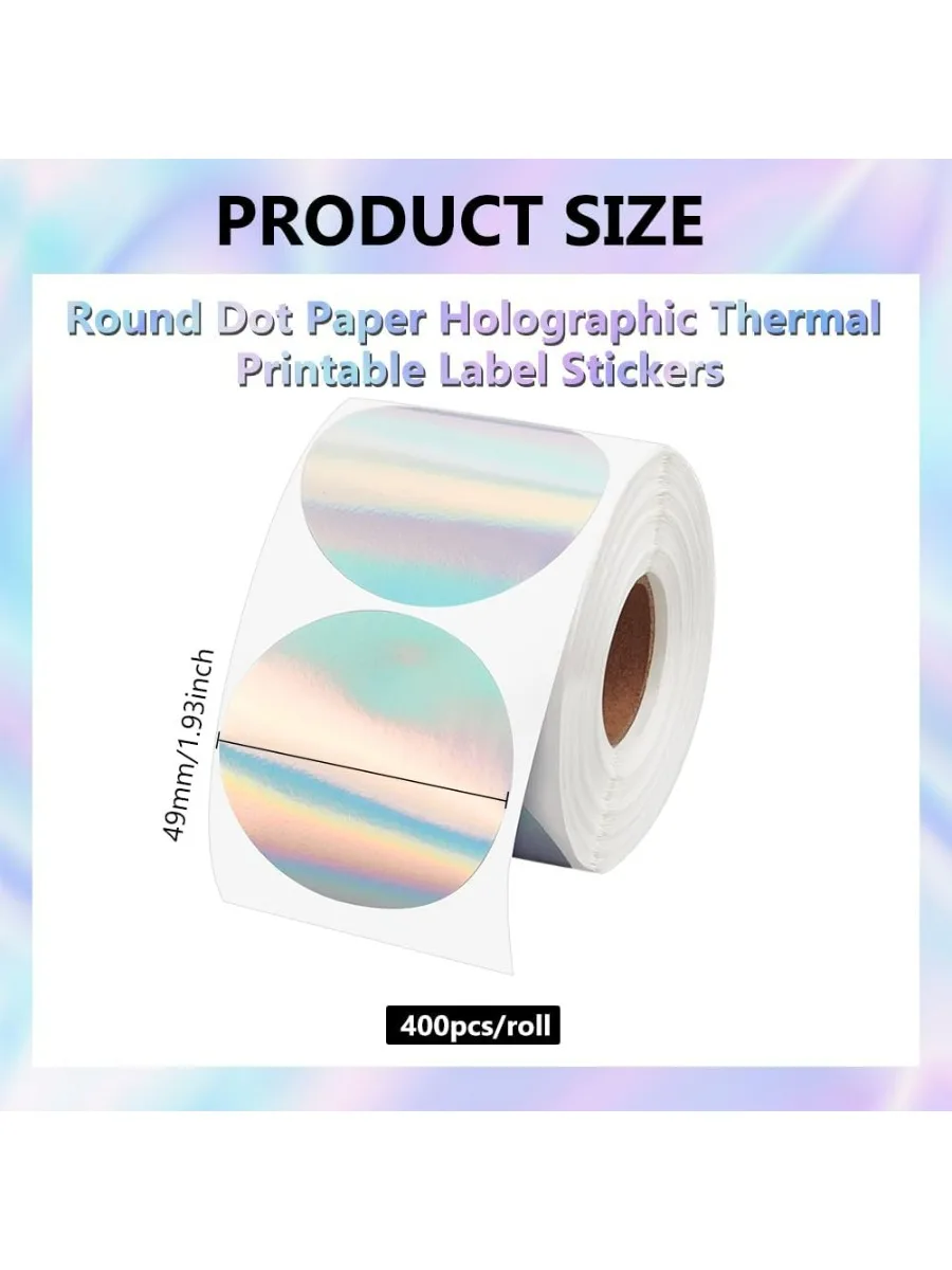 400 Pcs Holographic Circle Thermal Sticker 1.9