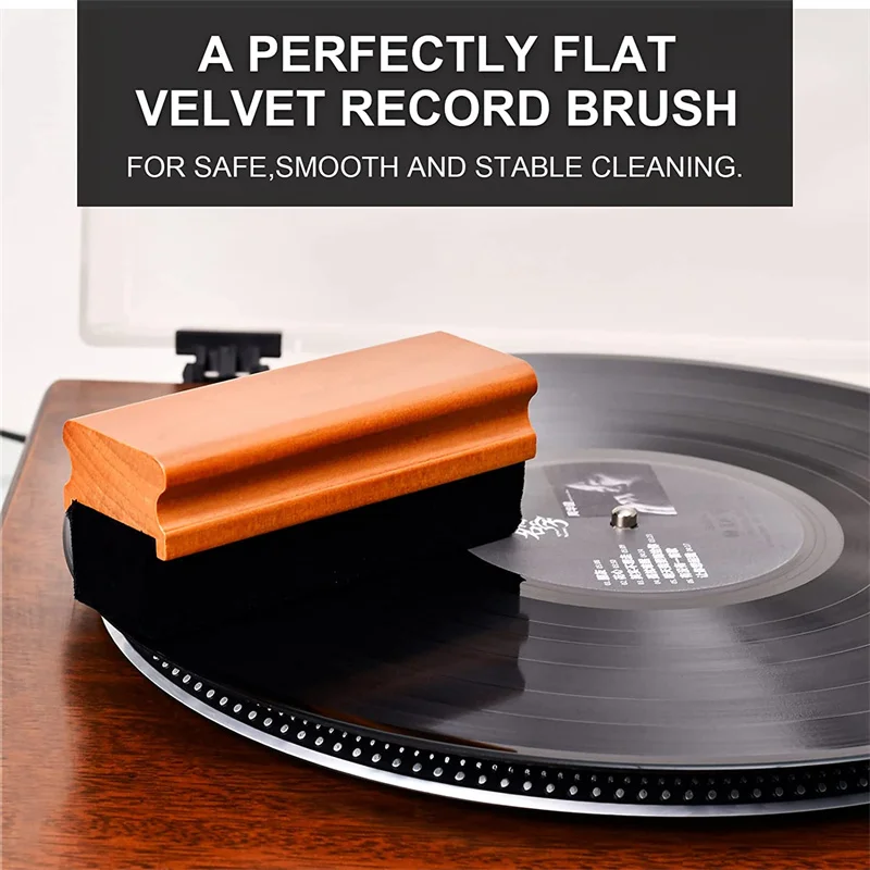 Anti-Static Velvet Brush For Vinyl Record 4 In 1 Dust Remove Spray Handle Cleaning Brush Turntable Stylus Cleaning Gel