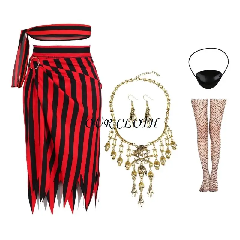 تشمل ملحقات زي القراصنة النسائية قلادة رأس اللباس تخزين بقع العين للنساء Cosplay Y1ac