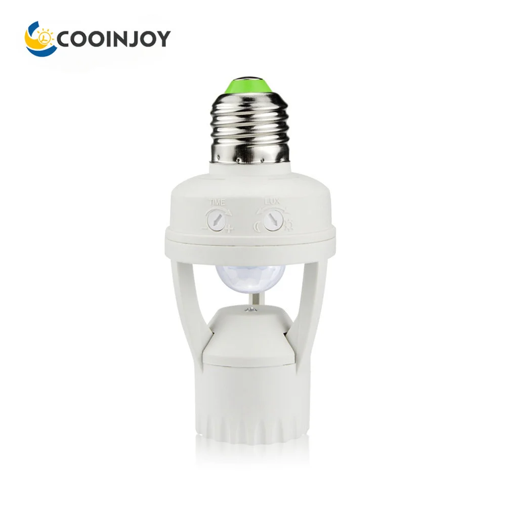 Konverter E27 soket 100-240V, dengan PIR Sensor gerak ampul LED E27 dasar lampu saklar bohlam cerdas