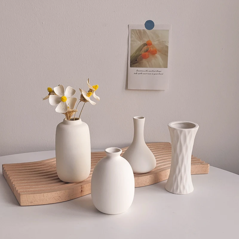 White Nordic Flower Vase Ceramic Vases Room Decor Modern Ceramic Flowers Bottle Plants Flower Pot Home Living Room Decoration