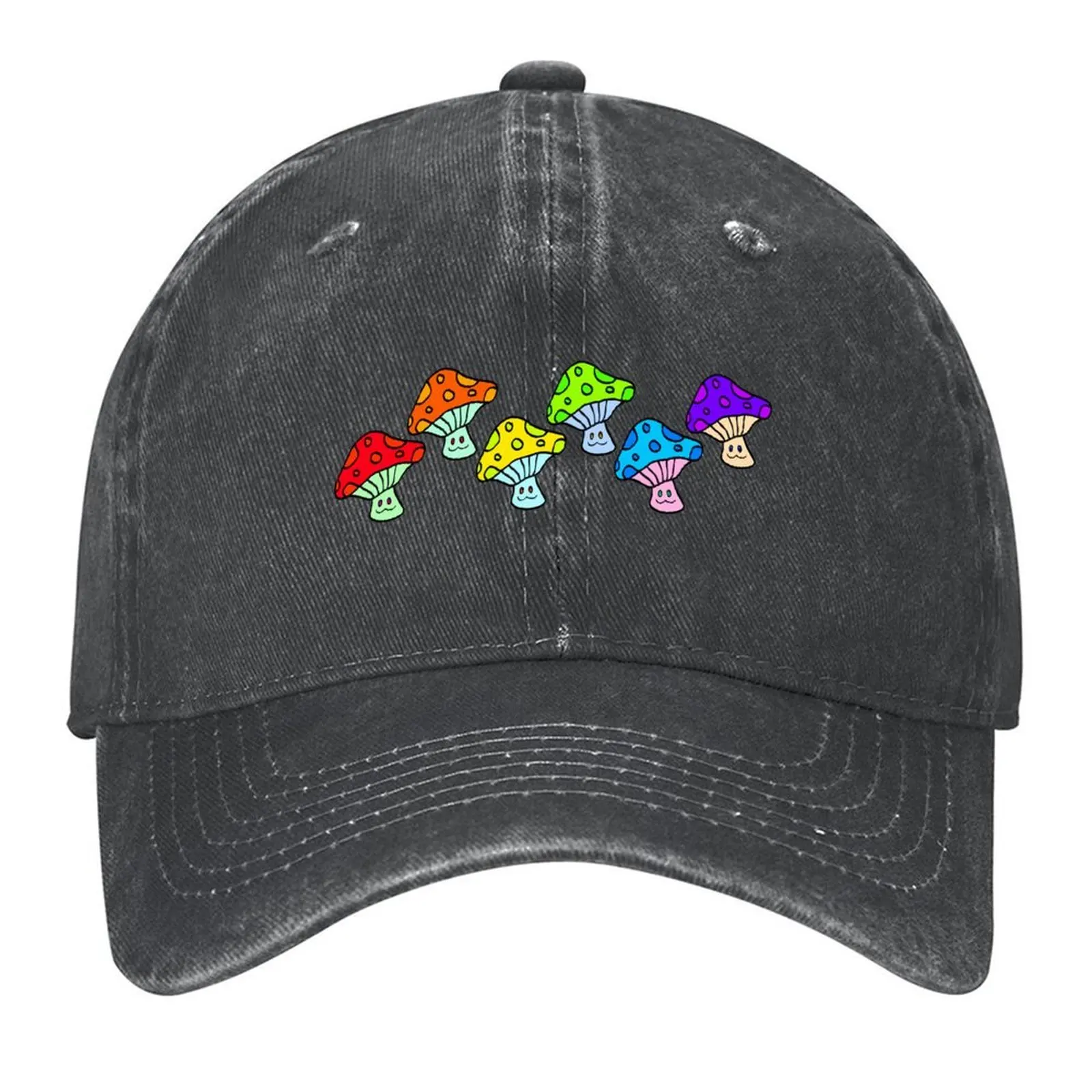 

Hello Shroom Rainbow Baseball Cap Hat Beach Luxury man cap Rave winter hats for men Boy Women's