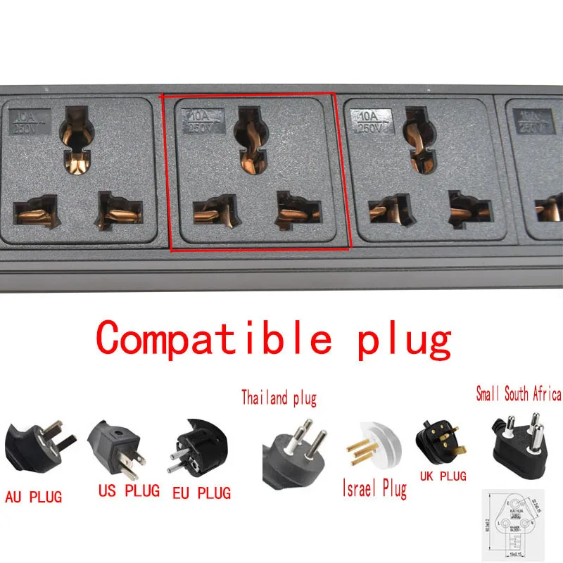 Gniazdo ścienne C14 port PDU power strip 1-10 jednostka uniwersalne gniazdo wyjściowe szafka sieciowa Rack gniazdo przełącznika 16A 4000W