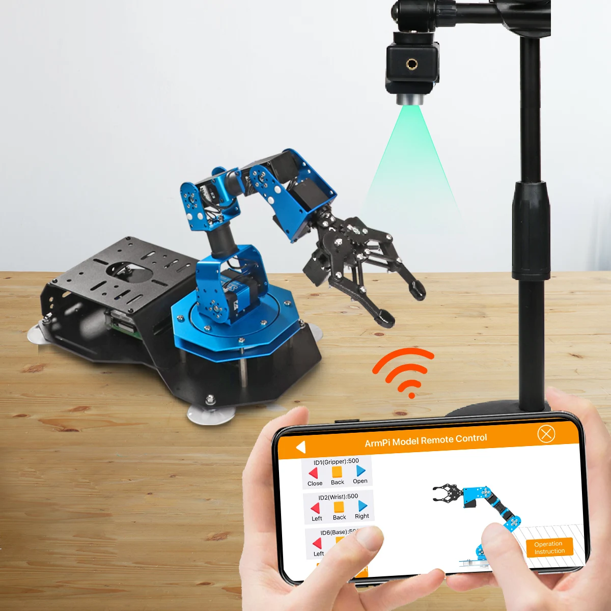 Hiwonder ArmPi 6DOF AI Vision Программирование питона Raspberry Pi Robot Arm с камерой OepnCV Наборы образовательных роботизированных рук