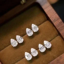 Huitan Chic Pear Shape Stud Earrings Ear Piercing Cubic Zirconia Earrings for Women Simple Stylish Girl Accessories 2022 Jewelry