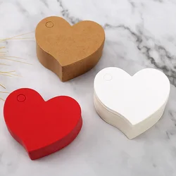 100pcs Heart Shaped Paper Tags Wedding Birthday Party Gift Tags Happy Valentines Day Wedding Package Bags Hang Tag Labels Cards