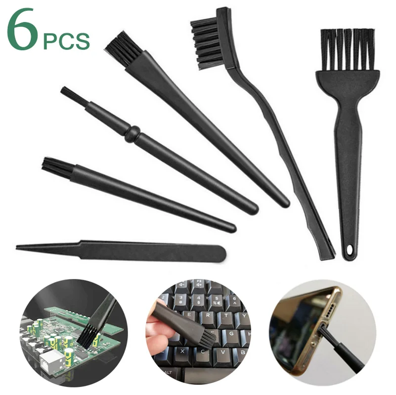 6pcs Anti-static Keyboard Cleaning Brush Kit Laptop PC Mainboard Computer Dust Remover Brushes Tools Electronic Care Accessories
