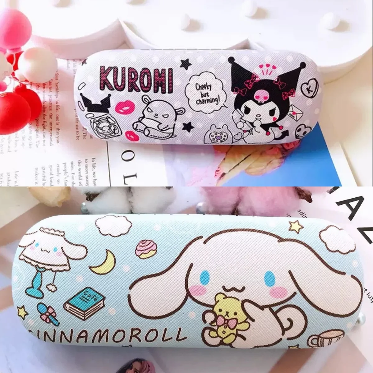 

Sanrio Hello Kitty Glasses Case Cartoon PU Pressure Scratch Resistant Eyeglass Sunglasses Portable Storage Box Protable Cases