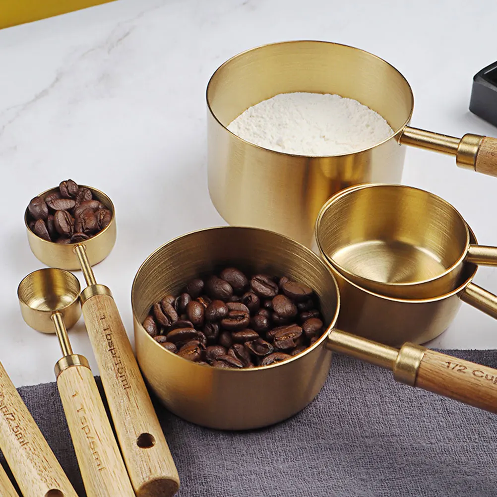 

8 PCS Measuring Cup Spoon Set Measure Food Scoop Stainless Steel Spoons Metal Teaspoon Cups Tablespoon