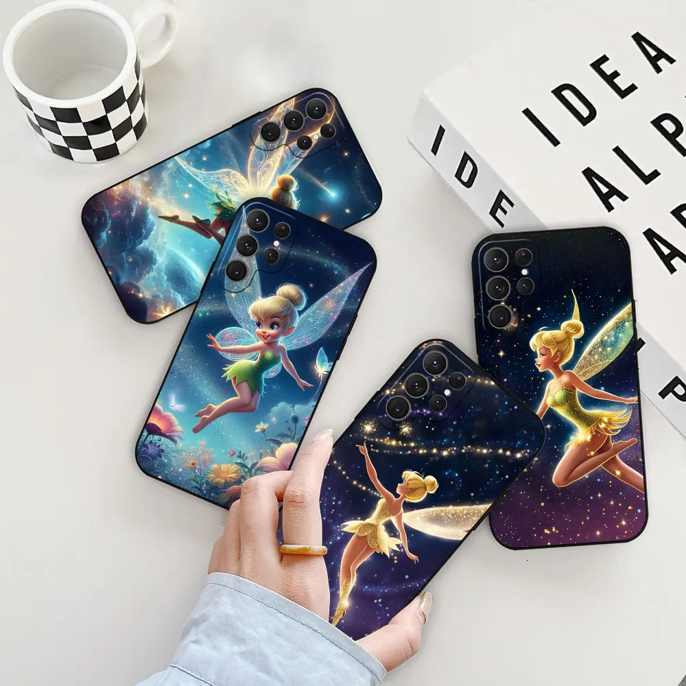 Disney Tinker Bell Phone Case For Samsung Galaxy S25 S24 S23 S22 S21 S20 Ultra S10 Plus Fe 5G S25Ultra Black Soft Silicone Cover