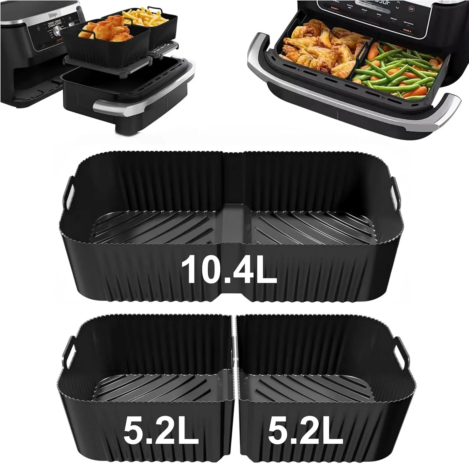 

Силиконовые вкладыши для аэрофритюрницы Foodi Flexdrawer AF500UK, многоразовые, 3 шт.