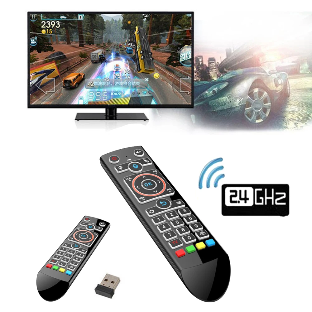 Q2 Backlit Air Mouse Wireless Air Mouse IR Learning 2.4GHz RF Voice Remote Control for Computer Android TV Box Remote Control